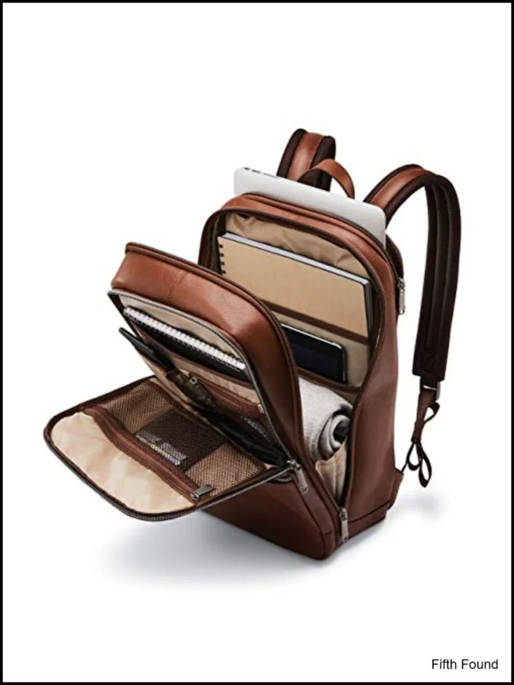 Leather Slim Laptop Backpack, 14.1
